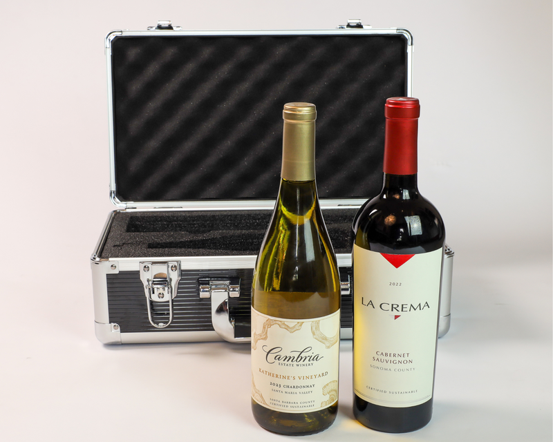 Two Bottles of Jackson Family Wine with VinBottle Black Aluminum Case