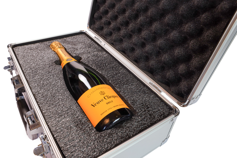 One Bottle of Veuve Clicquot with VinBottle Silver Champagne Aluminum Case