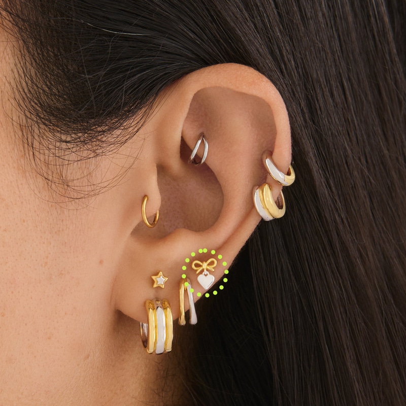 Two Tone Bow Flatback Stud, Single