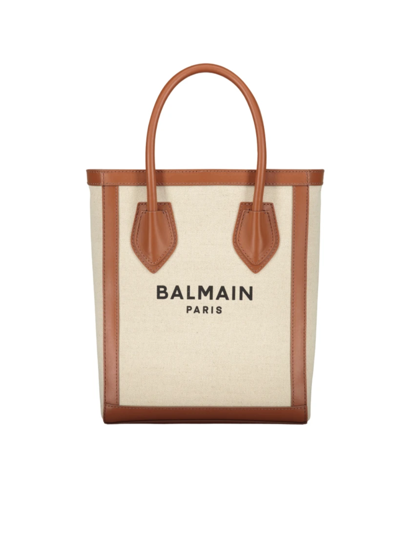 Leather Trimmed Canvas Tote Bag