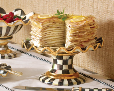 Check Fluted Ceramic Cake Stand