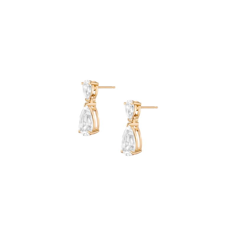 Lab Grown White Sapphire Pear Drop Earrings