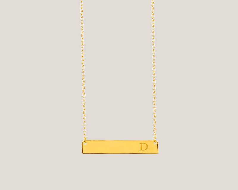Gold Bar Initial Necklace