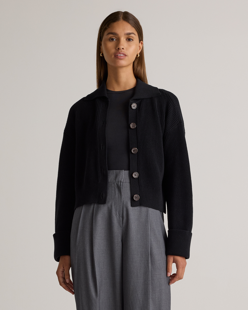 100% Organic Cotton Fisherman Collared Cardigan