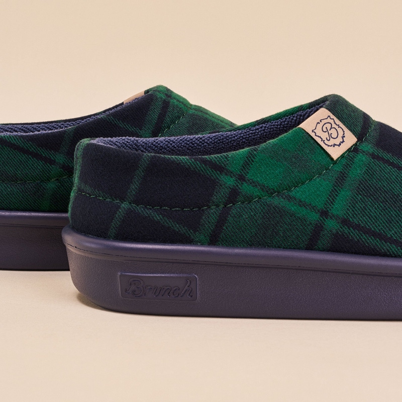 Essential Kids Slipper, Navy Green Plaid