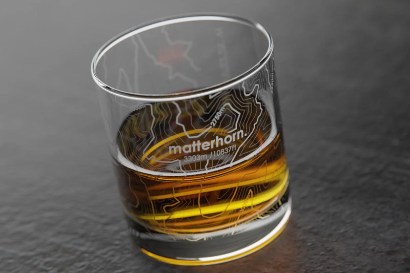 Topography Map Rocks Glass, Set of 2