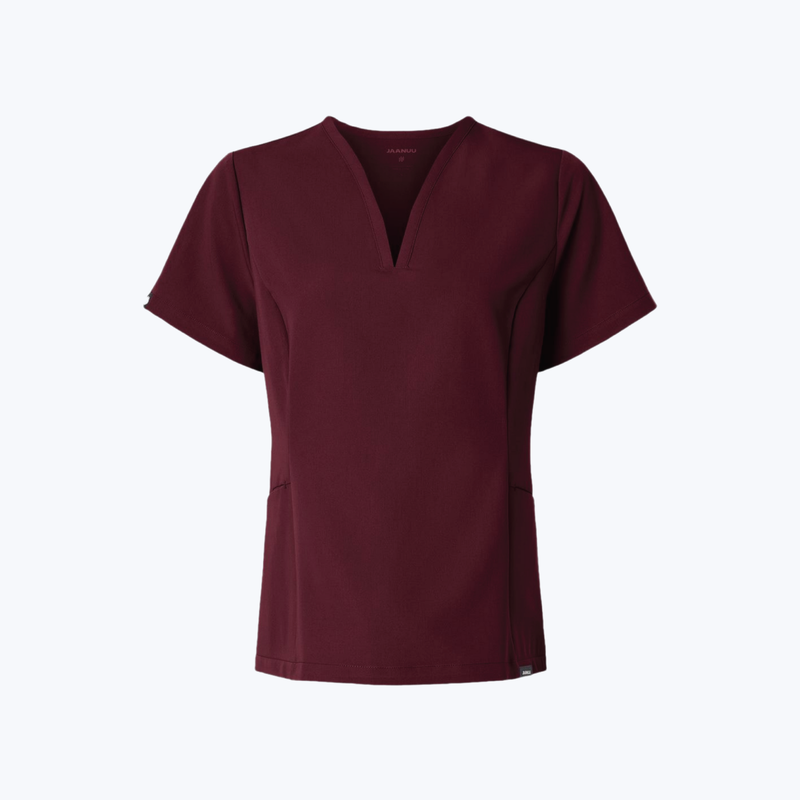 Jaanuu Women's Calix Fit & Flare Scrub V-Neck Top