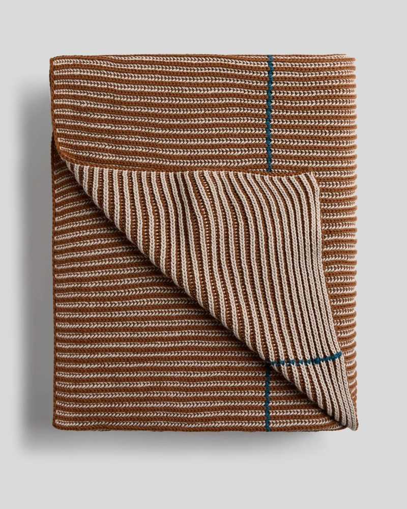 Organic Two-Tone Rib Knit Throw