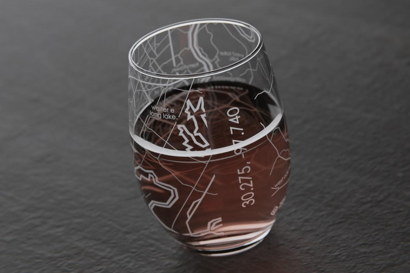Home Town Map Stemless Wine Glass