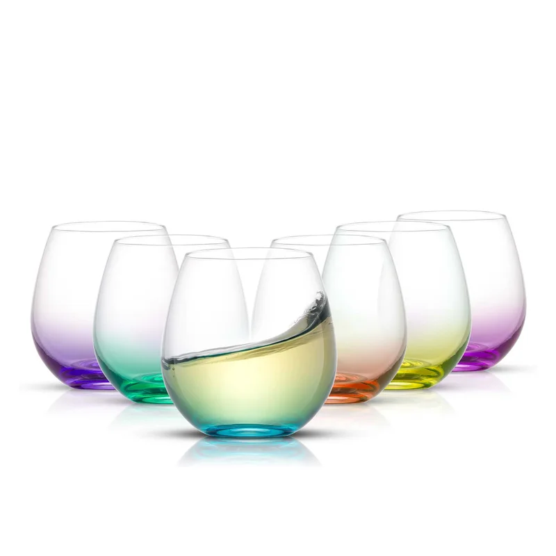 Hue Colored Stemless Wine Glasses, Set of 6