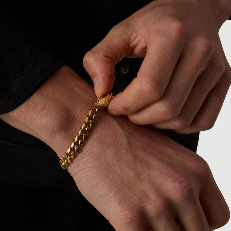 18K Gold Cuban Bracelet 8mm