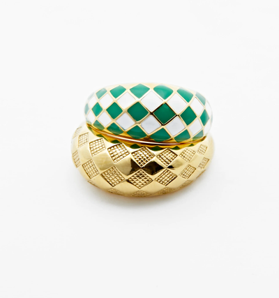 Checker Rings, Green Set of 2