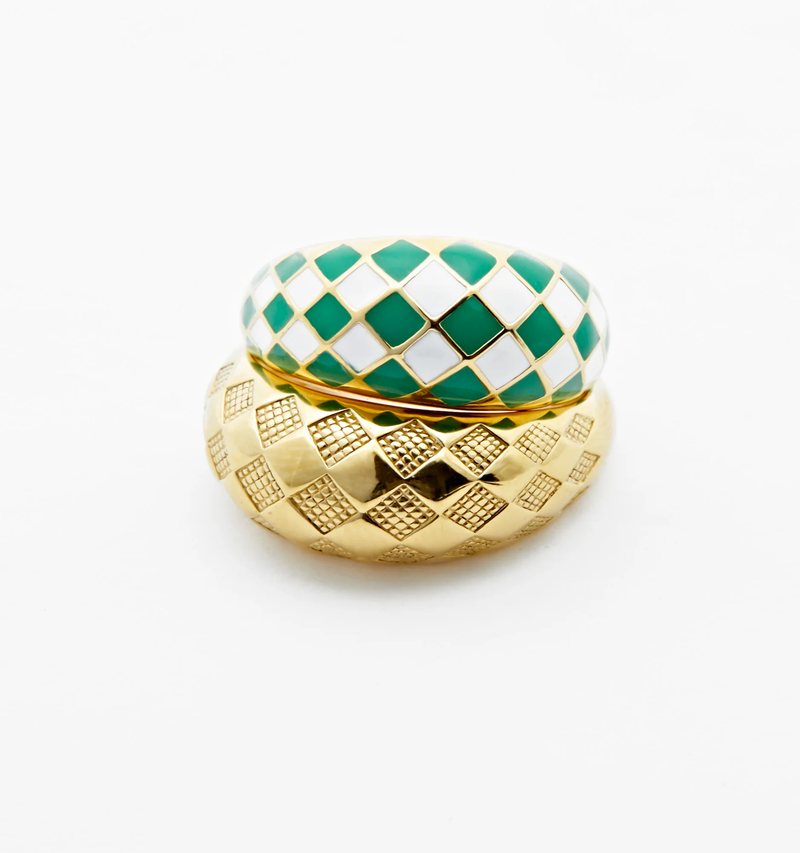Checker Rings, Green Set of 2