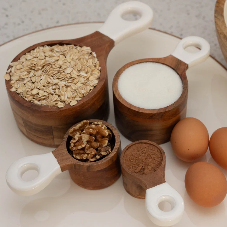 Acacia Wooden Measuring Cups, Set of 4