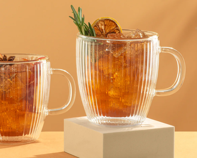 Savor Fluted Double Wall Glasses, Set of 2