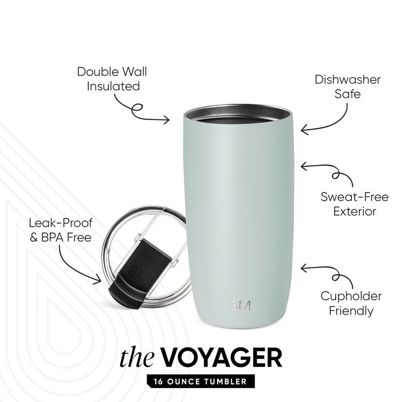 Voyager Solid Tumbler with Clear Flip Lid & Straw, 16oz