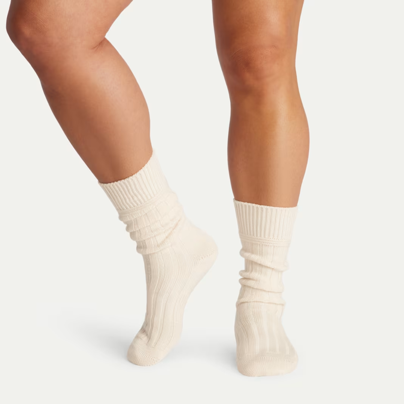 Women's Merino Wool Cashmere Blend Rib Calf Socks
