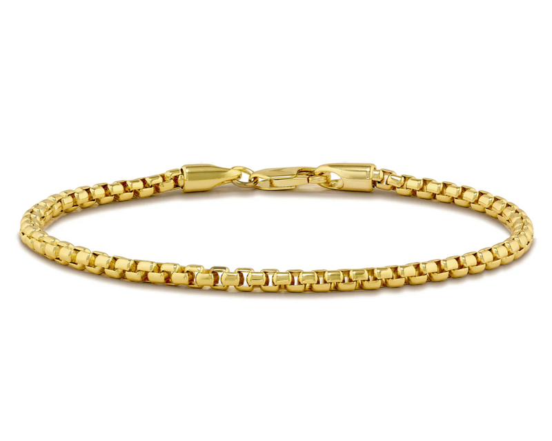 14K Gold Box Chain Bracelet