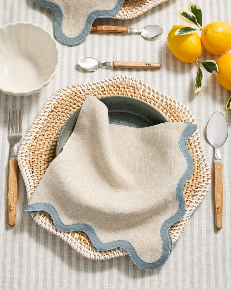 European Linen Scallop Edge Napkins, Set of 12