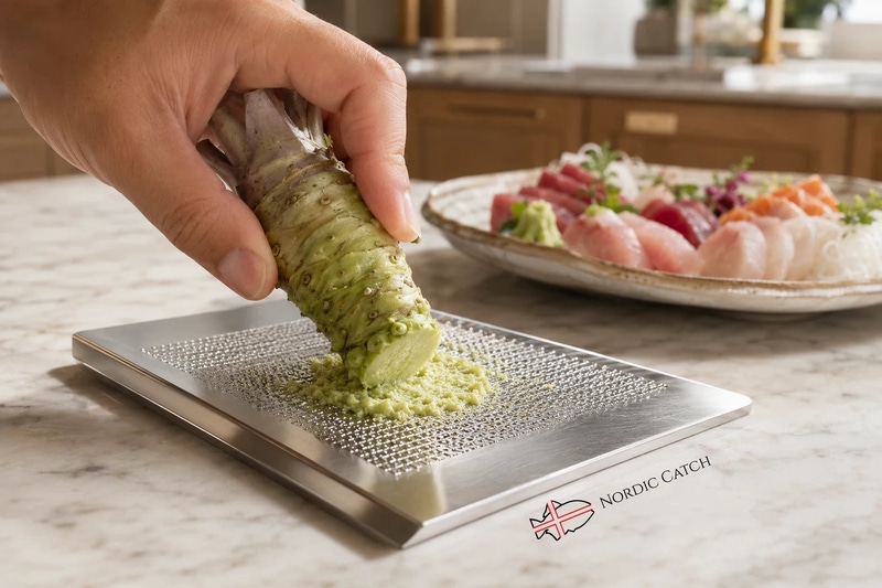 Fresh Japanese Wasabi Root & Steel Shark Grater Bundle