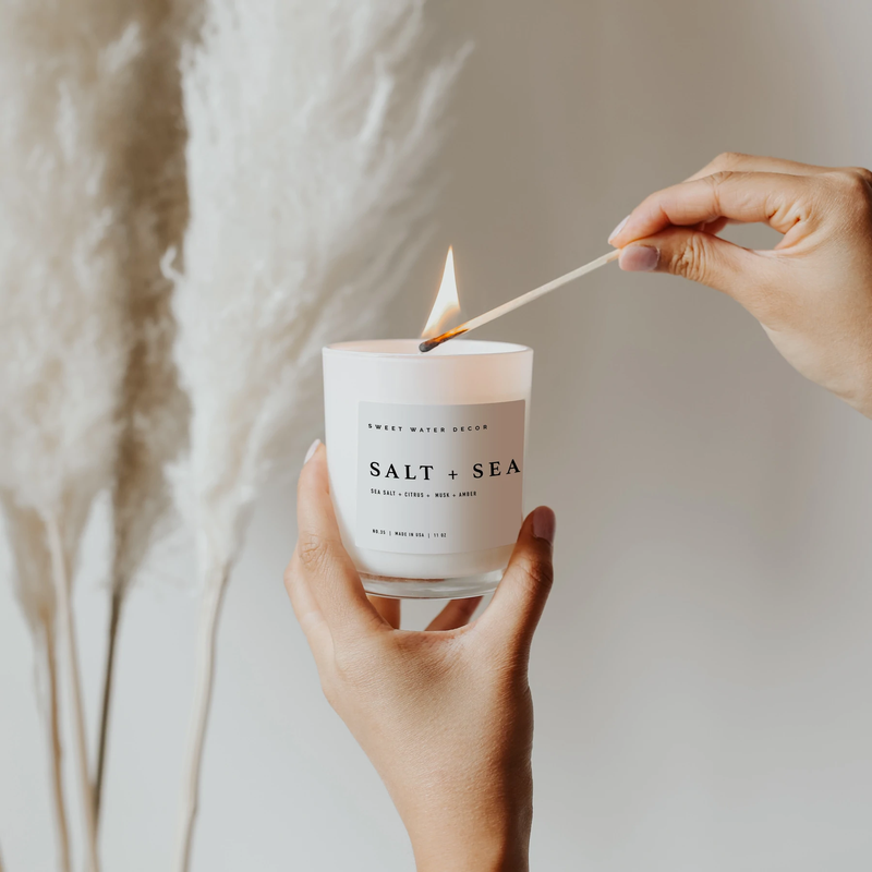 White Jar Candle + Wood Lid