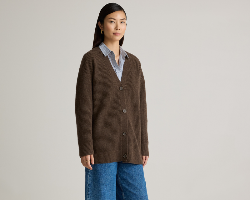 Mongolian Cashmere Oversized Boyfriend Cardigan Sweater
