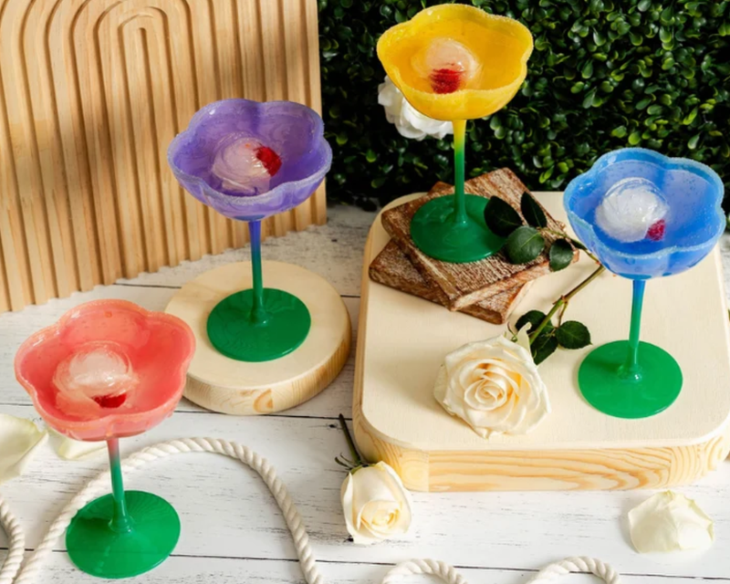 Ombre Flower Coupes, Set of 4