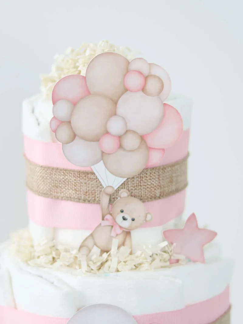 Pink Diaper Cake 