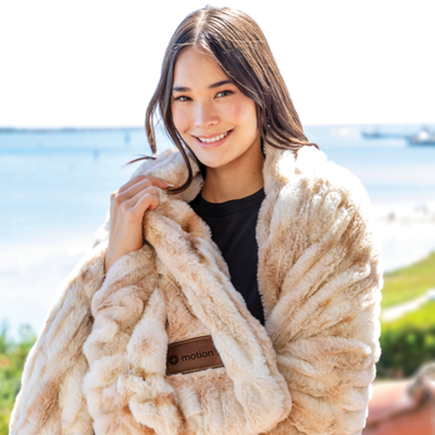 Branded Hazelnut Chunky Fur Blanket