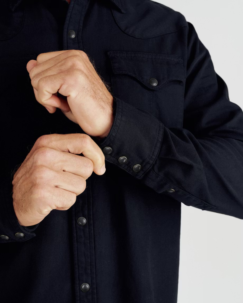 Men's Denim Long Sleeve Pearl Snap Shirt, Black