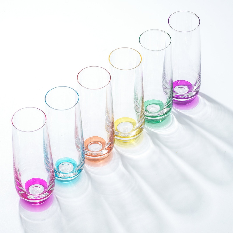Hue Colored Stemless Champagne Flutes, Set of 6