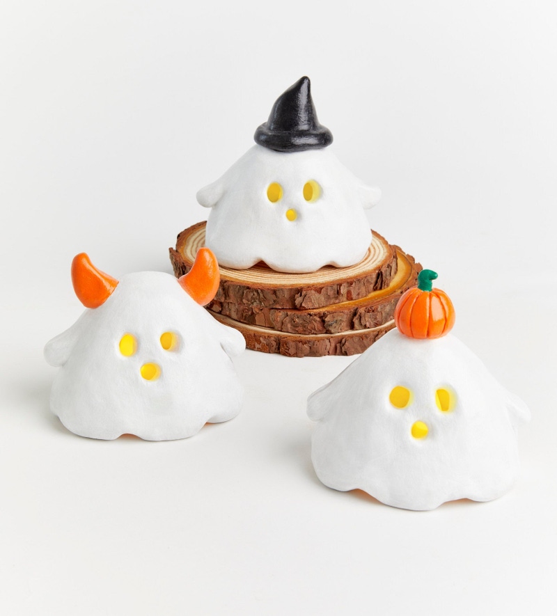 Halloween Mini Ghost Tealight Holder Pottery Kit