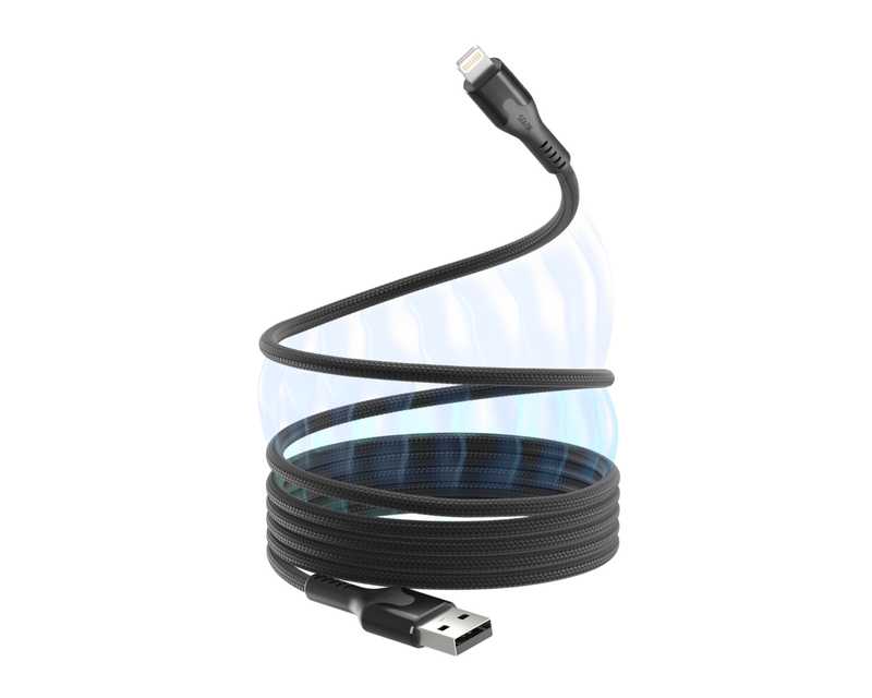 MagStack Auto-Coiling USB A to Apple Lightning 6.6ft Cable