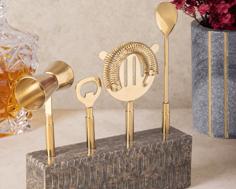 Sante Onyx Bar Tool Set with Stand