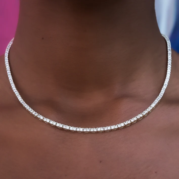 Women's 2mm Round Cut CZ Tennis Necklace