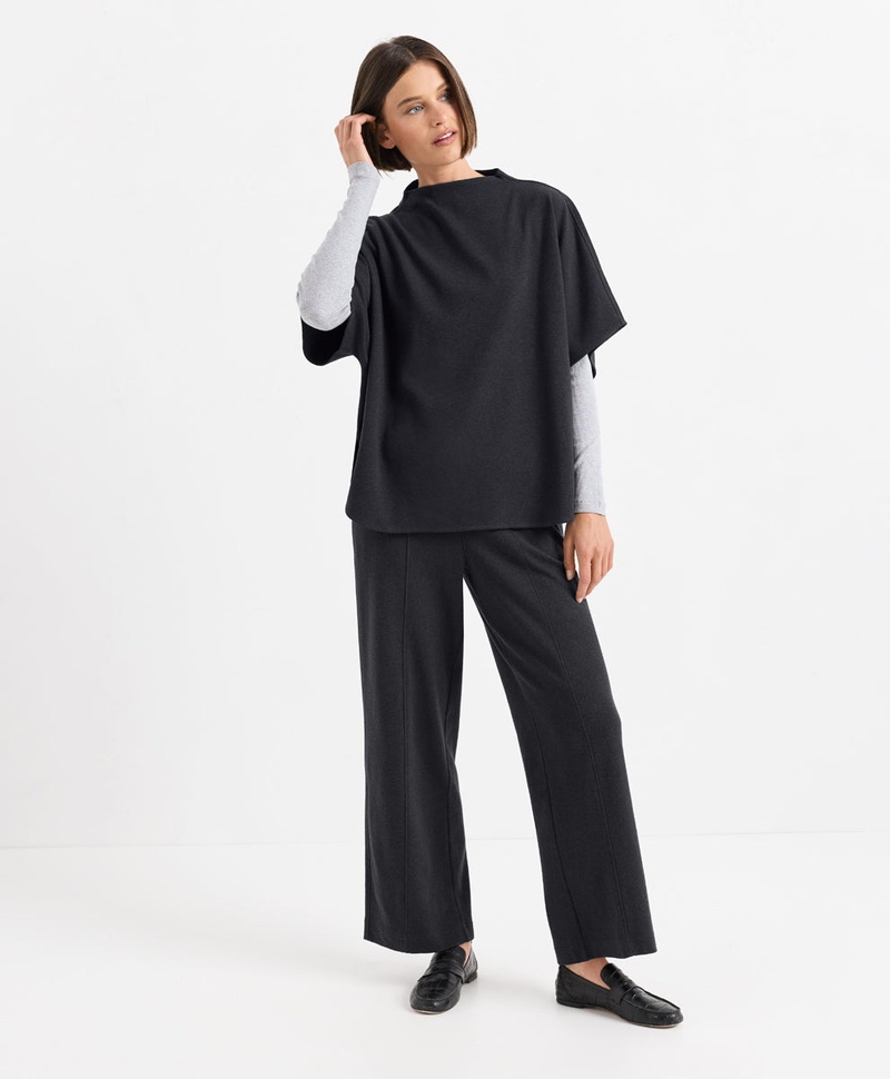 Women's Organic Roam Capelet Top, Dark Charcoal Heather