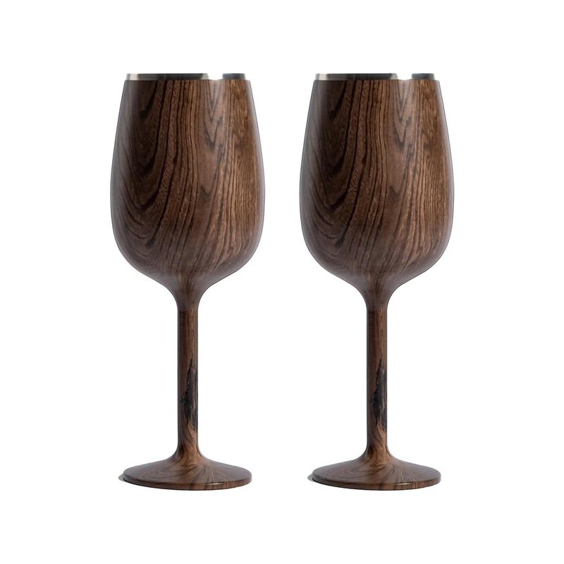 Stainless Steel Stemmed Wine Glass, Set of 2