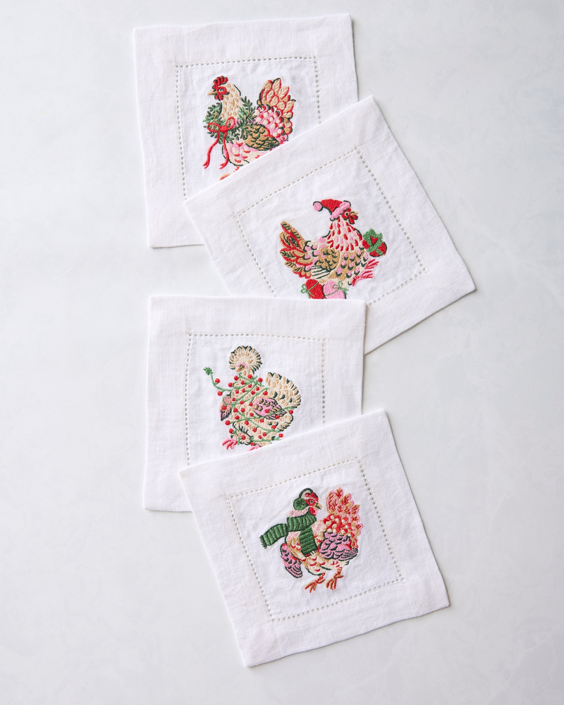 Set of 4 Linen Cocktail Napkins