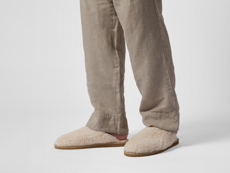 Shearling Wool Clogs, Natural