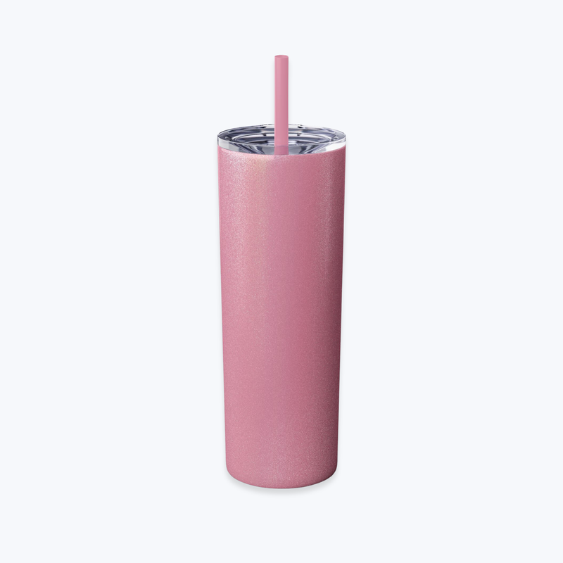 Skinny Tumbler with Straw in Glossy Finish, 20oz