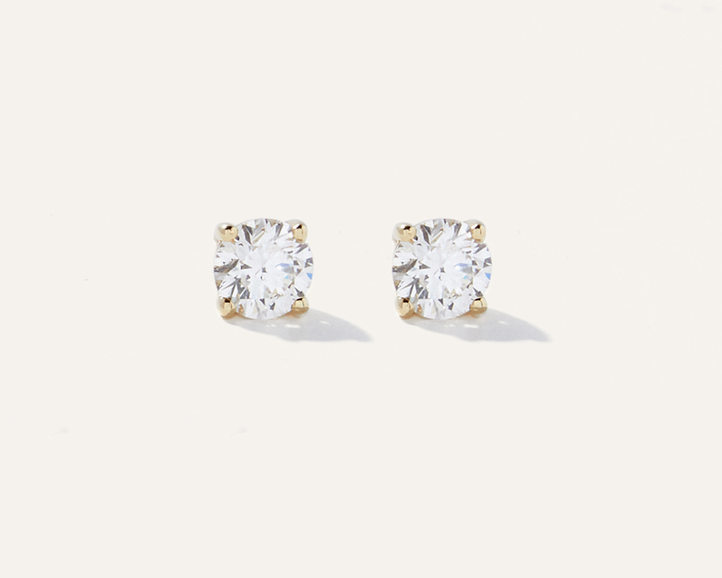 14K Gold Lab Grown 1 Carat Diamond Solitaire Studs