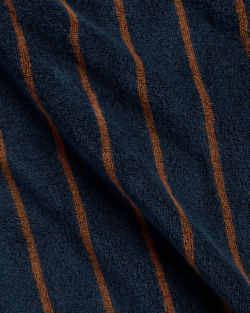 Turkish Cotton Stripe Robe, Ink with Tobacco