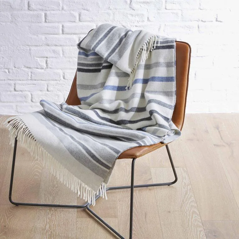 Striped Lambswool Throw Blanket 