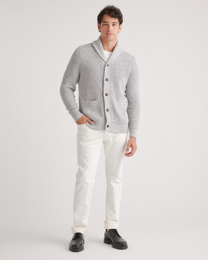 100% Organic Cotton Shawl-Collar Cardigan Sweater