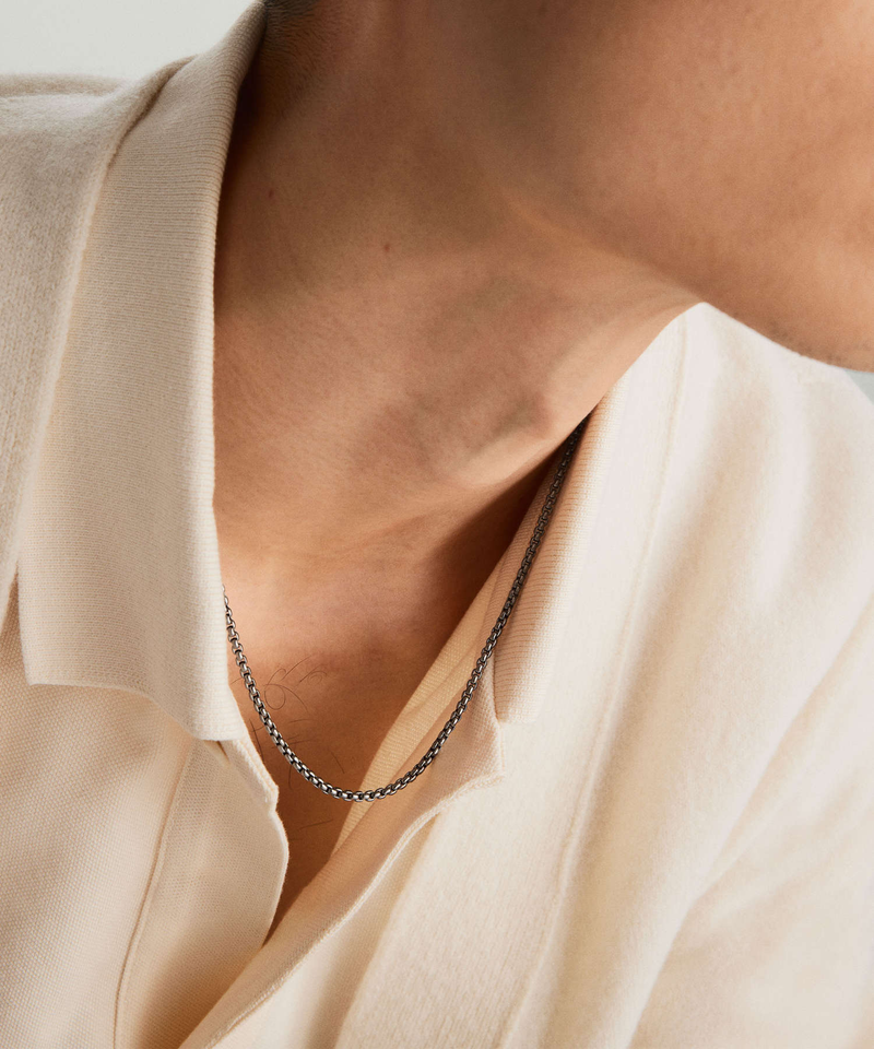 Men's Titanium Round Box Chain Necklace