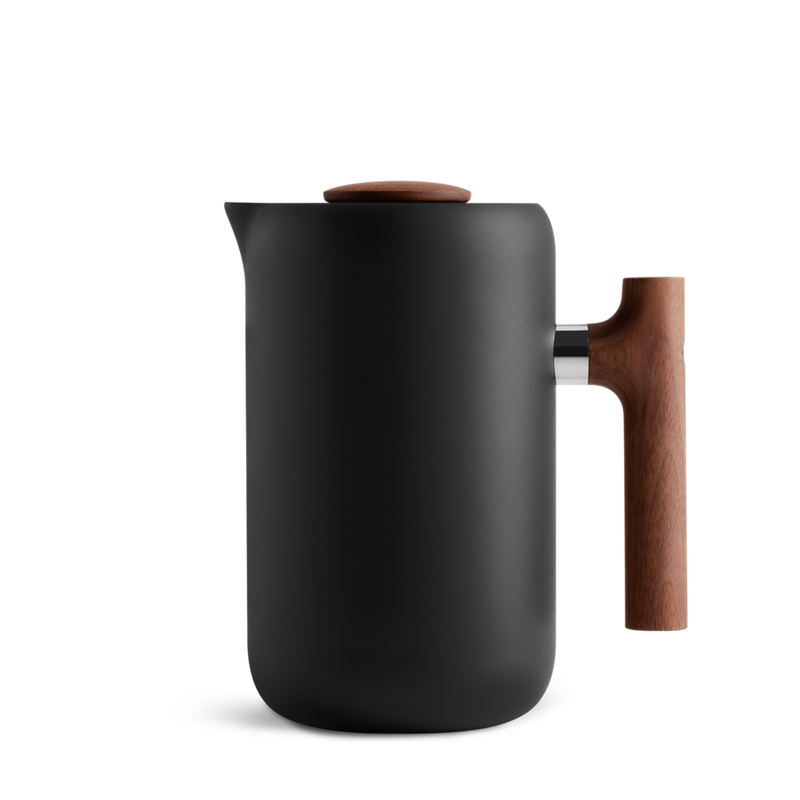 Clara French Press, Matte Black + Walnut