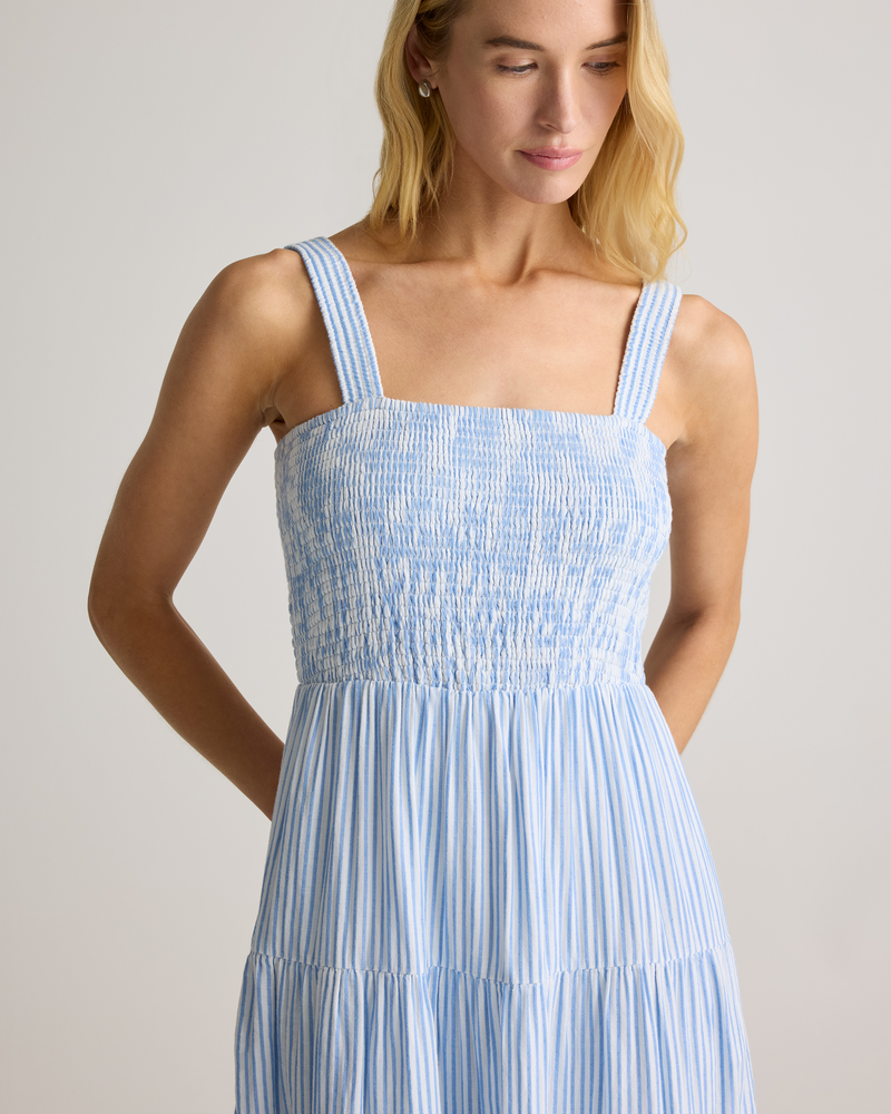 100% Organic Cotton Gauze Smocked Sleeveless Maxi Dress