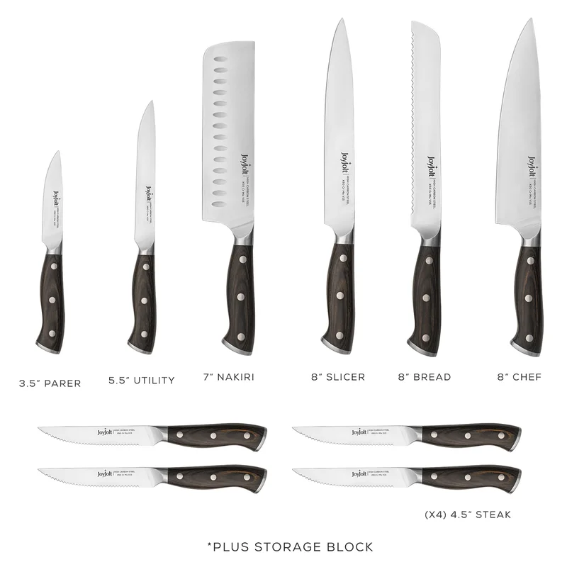 11-Piece High Carbon Steel Kitchen Knife Set and Block