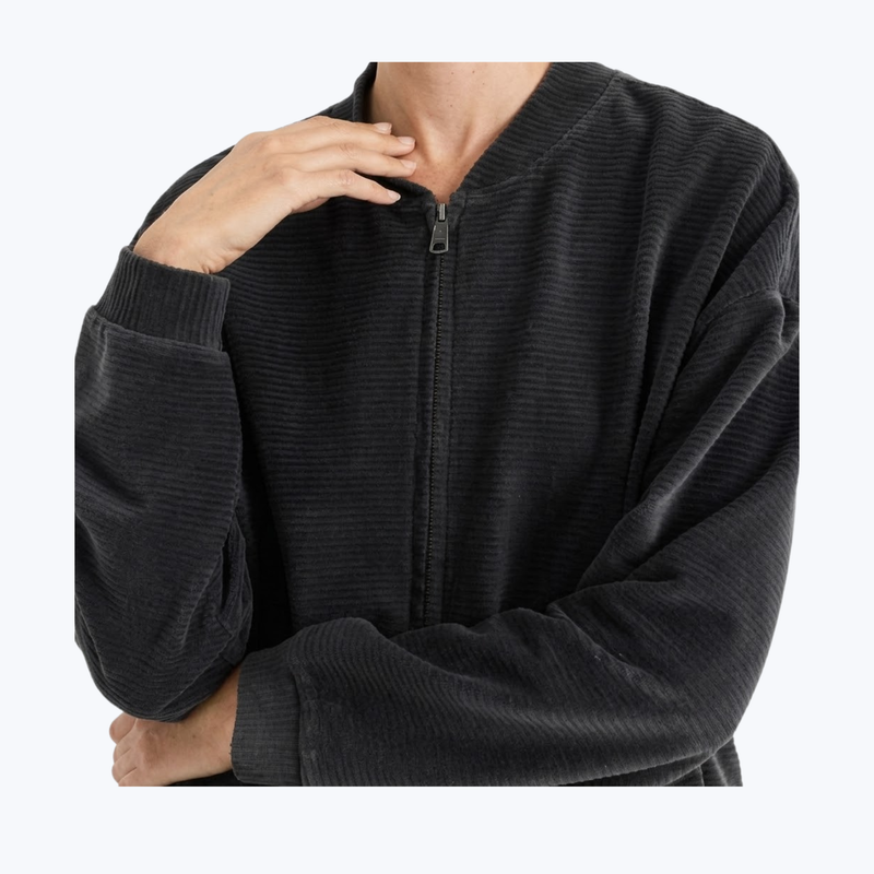 Branded Organic Pure Velour Rib Bomber Jacket