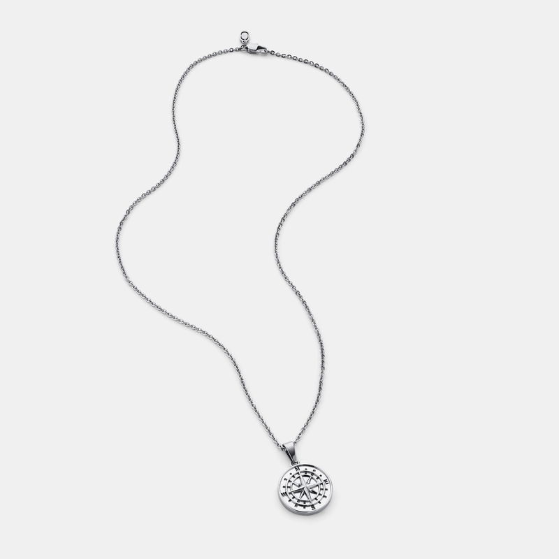 Silver Compass Pendant Necklace